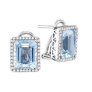 14kt White Gold Women's Emerald-shape Lab-Created Aquamarine Stud Earrings 5-1-2 Cttw - FREE Shipping (US/CAN)-Gold & Diamond Earrings-JadeMoghul Inc.