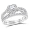 14kt White Gold Womens Heart Diamond Bridal Wedding Engagement Ring Band Set 7-8 Cttw-Gold & Diamond Wedding Ring Sets-JadeMoghul Inc.