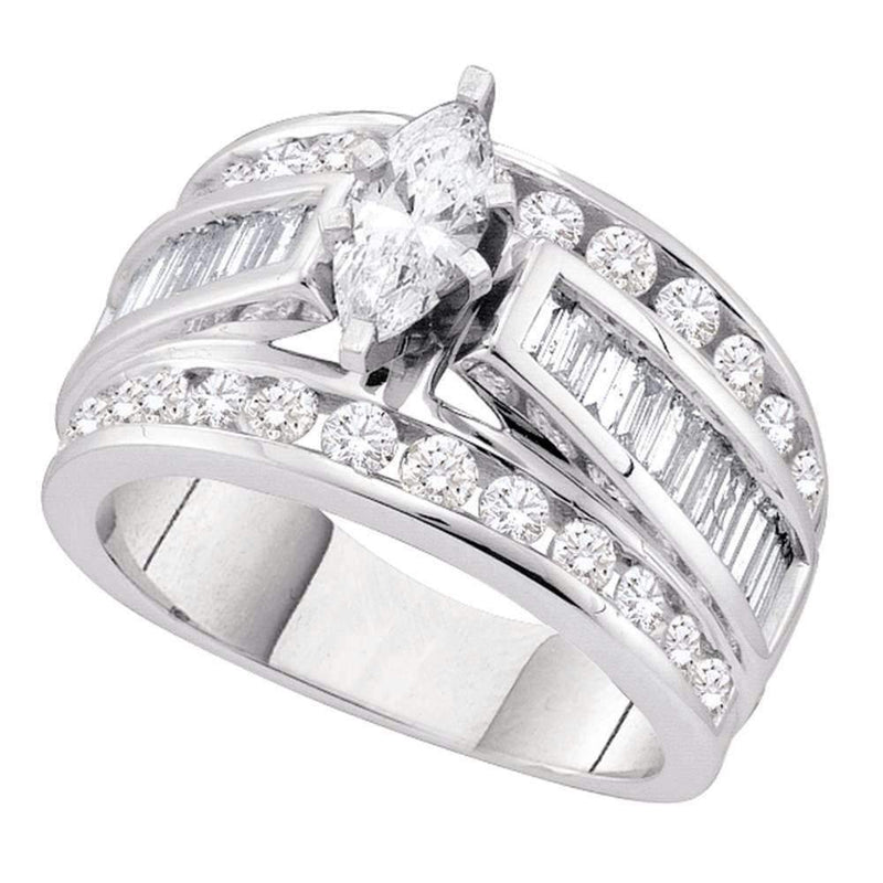 14kt White Gold Women's Marquise Diamond Solitaire Bridal Wedding Engagement Ring 1.00 Cttw - FREE Shipping (USA/CAN)-Gold & Diamond Engagement & Anniversary Rings-5-JadeMoghul Inc.
