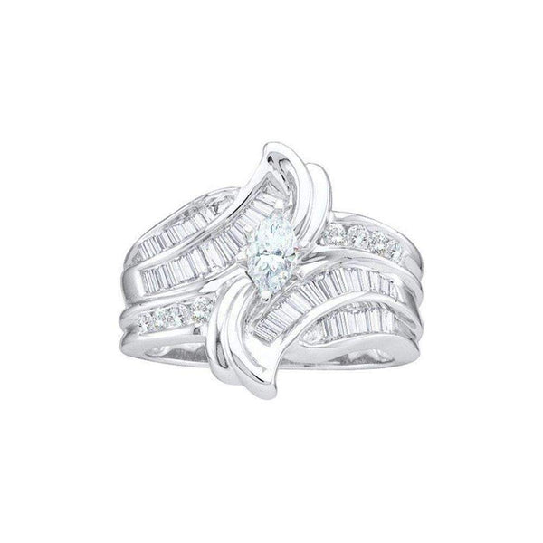 14kt White Gold Women's Marquise Diamond Solitaire Bridal Wedding Engagement Ring 1.00 Cttw - FREE Shipping (US/CAN)-Wedding Jewelry-5.5-JadeMoghul Inc.