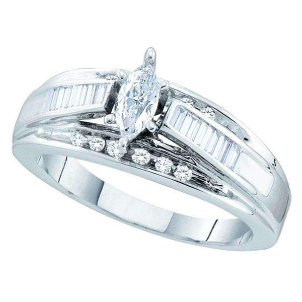 14kt White Gold Women's Marquise Diamond Solitaire Bridal Wedding Engagement Ring 1/2 Cttw - FREE Shipping (USA/CAN)-Gold & Diamond Engagement & Anniversary Rings-5-JadeMoghul Inc.