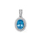 14kt White Gold Womens Oval Blue Topaz Solitaire Diamond-accent Pendant 1-6 Cttw-Gold & Diamond Pendants & Necklaces-JadeMoghul Inc.