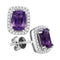 14kt White Gold Women's Oval Natural Amethyst Diamond Stud Earrings 1-7-8 Cttw - FREE Shipping (US/CAN)-Gold & Diamond Earrings-JadeMoghul Inc.