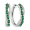 14kt White Gold Women's Oval Natural Emerald Diamond Woven Hoop Earrings 1-4 Cttw - FREE Shipping (US/CAN)-Gold & Diamond Earrings-JadeMoghul Inc.