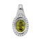 14kt White Gold Womens Oval Peridot Solitaire Diamond Accent Pendant 1-1-2 Cttw-Gold & Diamond Pendants & Necklaces-JadeMoghul Inc.