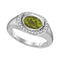 14kt White Gold Womens Oval Peridot Solitaire Diamond Accent Ring 1-1-2 Cttw-Gold & Diamond Fashion Rings-JadeMoghul Inc.