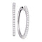 14kt White Gold Women's Pave-set Round Diamond Single Row Hoop Earrings 1.00 Cttw - FREE Shipping (USA/CAN)-Gold & Diamond Earrings-JadeMoghul Inc.