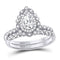 14kt White Gold Women's Pear Diamond Milgrain Bridal Wedding Ring Band Set 1-1/3 Cttw-Gold & Diamond Wedding Jewelry-JadeMoghul Inc.