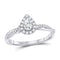 14kt White Gold Women's Pear Diamond Solitaire Twist Bridal or Engagement Ring 1/3 Cttw-Gold & Diamond Wedding Jewelry-JadeMoghul Inc.