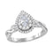 14kt White Gold Womens Pear Diamond Solitaire Twist Bridal Wedding Engagement Ring 1.00 Cttw-Gold & Diamond Engagement & Anniversary Rings-9-JadeMoghul Inc.