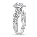 14kt White Gold Women's Pear Diamond Twist Bridal Wedding Engagement Ring Band Set 1.00 Cttw - FREE Shipping (US/CAN)-Gold & Diamond Wedding Ring Sets-JadeMoghul Inc.