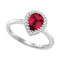 14kt White Gold Women's Pear Natural Ruby Solitaire Diamond Halo Bridal Ring 1/6 Cttw - FREE Shipping (US/CAN)-Gold & Diamond Fashion Rings-5-JadeMoghul Inc.