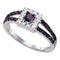 14kt White Gold Women's Princess Black Color Enhanced Diamond Halo Bridal Wedding Engagement Ring 1/2 Cttw - FREE Shipping (US/CAN)-Gold & Diamond Engagement & Anniversary Rings-6-JadeMoghul Inc.