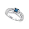 14kt White Gold Women's Princess Blue Color Enhanced Diamond Solitaire Bridal Wedding Engagement Ring 1/2 Cttw - FREE Shipping (US/CAN)-Gold & Diamond Engagement & Anniversary Rings-8.5-JadeMoghul Inc.