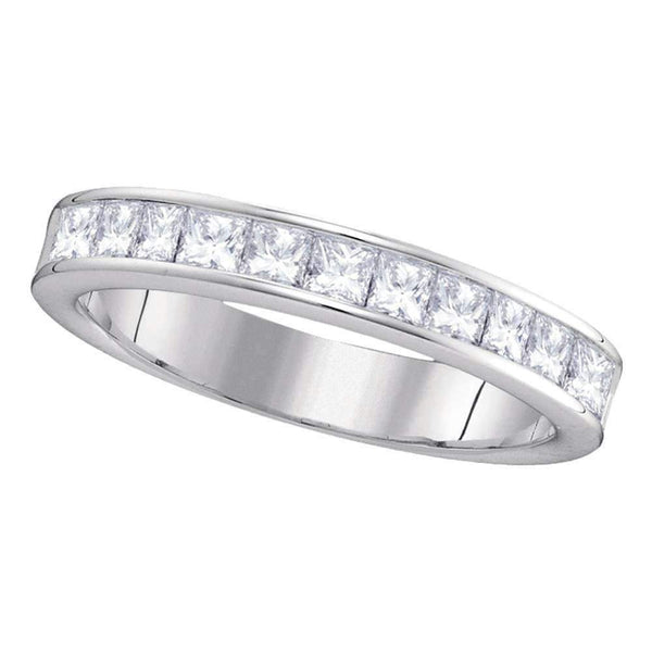 14kt White Gold Women's Princess Channel-set Diamond 4.5mm Wedding Band 1.00 Cttw - FREE Shipping (US/CAN)-Gold & Diamond Wedding Jewelry-5-JadeMoghul Inc.