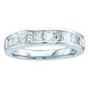 14kt White Gold Women's Princess Channel-set Diamond Single Row Wedding Band 1-2 Cttw - FREE Shipping (US/CAN) - Size 5-Gold & Diamond Wedding Jewelry-JadeMoghul Inc.