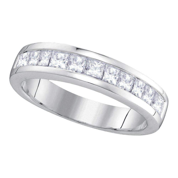 14kt White Gold Women's Princess Channel-set Diamond Single Row Wedding Band 1 Cttw - FREE Shipping (US/CAN)-Gold & Diamond Wedding Jewelry-9-JadeMoghul Inc.