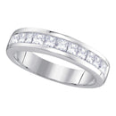 14kt White Gold Women's Princess Channel-set Diamond Single Row Wedding Band 1 Cttw - FREE Shipping (US/CAN) - Size 5-Gold & Diamond Wedding Jewelry-JadeMoghul Inc.