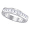 14kt White Gold Women's Princess Channel-set Diamond Single Row Wedding Band 1 Cttw - FREE Shipping (US/CAN) - Size 5-Gold & Diamond Wedding Jewelry-JadeMoghul Inc.