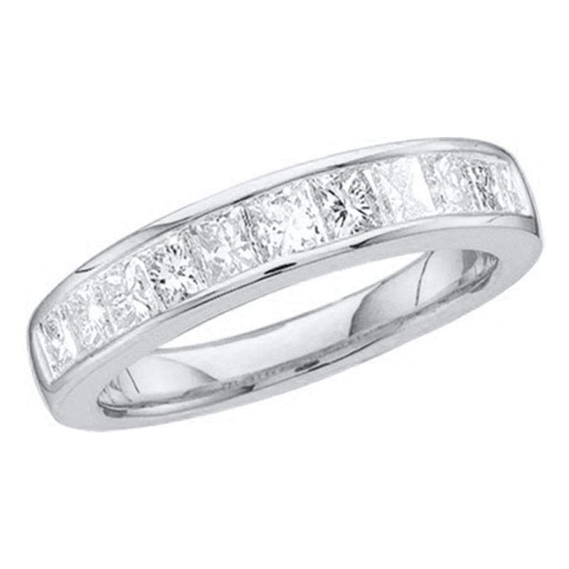 14kt White Gold Women's Princess Channel-set Diamond Single Row Wedding Band 1/2 Cttw - FREE Shipping (US/CAN)-Gold & Diamond Wedding Jewelry-5-JadeMoghul Inc.