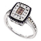 14kt White Gold Women's Princess Cognac-brown Black Color Enhanced Diamond Rectangle Cluster Ring 1/2 Cttw - FREE Shipping (US/CAN)-Gold & Diamond Fashion Rings-5-JadeMoghul Inc.