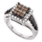 14kt White Gold Women's Princess Cognac-brown Color Enhanced Diamond Cocktail Ring 1.00 Cttw - FREE Shipping (US/CAN)-Gold & Diamond Fashion Rings-5.5-JadeMoghul Inc.