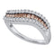 14kt White Gold Women's Princess Cognac-brown Color Enhanced Diamond Curved Band Ring 5/8 Cttw - FREE Shipping (US/CAN)-Gold & Diamond Bands-5-JadeMoghul Inc.