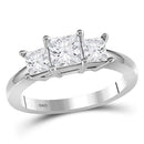 14kt White Gold Women's Princess Diamond 3-stone Bridal Wedding Engagement Ring 1-1/2 Cttw - FREE Shipping (US/CAN)-Wedding Jewelry-5.5-JadeMoghul Inc.