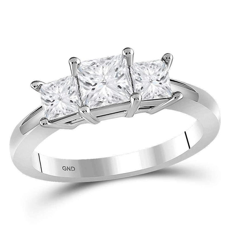 14kt White Gold Women's Princess Diamond 3-stone Bridal Wedding Engagement Ring 1-1/2 Cttw - FREE Shipping (US/CAN)-Wedding Jewelry-5.5-JadeMoghul Inc.