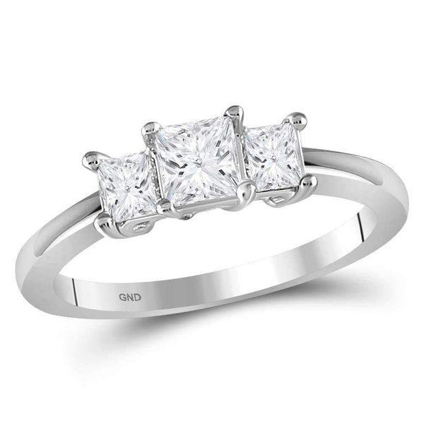 14kt White Gold Women's Princess Diamond 3-stone Bridal Wedding Engagement Ring 1.00 Cttw - FREE Shipping (US/CAN)-Wedding Jewelry-5.5-JadeMoghul Inc.