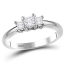 14kt White Gold Women's Princess Diamond 3-stone Bridal Wedding Engagement Ring 1/2 Cttw - FREE Shipping (US/CAN)-Wedding Jewelry-6.5-JadeMoghul Inc.