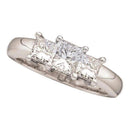 14kt White Gold Women's Princess Diamond 3-stone Bridal Wedding Engagement Ring 3/4 Cttw - FREE Shipping (US/CAN)-Gold & Diamond Engagement & Anniversary Rings-6-JadeMoghul Inc.