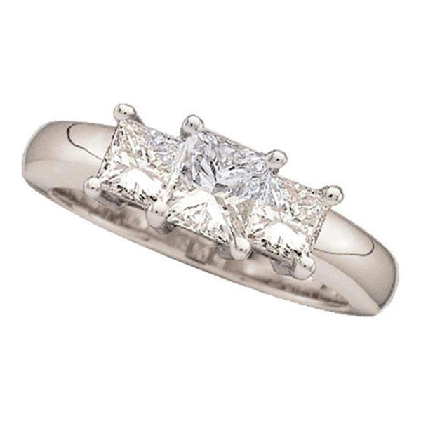 14kt White Gold Women's Princess Diamond 3-stone Bridal Wedding Engagement Ring 3/4 Cttw - FREE Shipping (US/CAN)-Gold & Diamond Engagement & Anniversary Rings-6-JadeMoghul Inc.