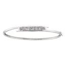 14kt White Gold Women's Princess Diamond Bangle Bracelet 1-2 Cttw - FREE Shipping (US/CAN)-Gold & Diamond Bracelets-JadeMoghul Inc.