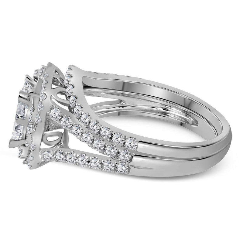 14kt White Gold Women's Princess Diamond Bridal Wedding Engagement Ring Band Set 1-1-2 Cttw - FREE Shipping (US/CAN)-Wedding Jewelry-JadeMoghul Inc.