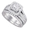 14kt White Gold Women's Princess Diamond Bridal Wedding Engagement Ring Band Set 1-1/2 Cttw - FREE Shipping (US/CAN)-Gold & Diamond Wedding Ring Sets-5-JadeMoghul Inc.