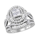 14kt White Gold Women's Princess Diamond Bridal Wedding Engagement Ring Band Set 1-5/8 Cttw - FREE Shipping (US/CAN)-Gold & Diamond Wedding Ring Sets-5-JadeMoghul Inc.