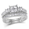 14kt White Gold Women's Princess Diamond Bridal Wedding Engagement Ring Band Set 1.00 Cttw - FREE Shipping (US/CAN)-Gold & Diamond Wedding Ring Sets-5-JadeMoghul Inc.