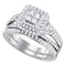 14kt White Gold Women's Princess Diamond Bridal Wedding Engagement Ring Band Set 1.00 Cttw - FREE Shipping (US/CAN)-Gold & Diamond Wedding Ring Sets-5.5-JadeMoghul Inc.