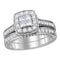14kt White Gold Womens Princess Diamond Bridal Wedding Engagement Ring Band Set 1.00 Cttw - FREE Shipping (US/CAN)-Gold & Diamond Wedding Ring Sets-5-JadeMoghul Inc.