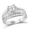 14kt White Gold Women's Princess Diamond Bridal Wedding Engagement Ring Band Set 1.00 Cttw - FREE Shipping (US/CAN) - Size 7-Gold & Diamond Wedding Ring Sets-5-JadeMoghul Inc.