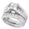 14kt White Gold Women's Princess Diamond Bridal Wedding Engagement Ring Band Set 1.00 Cttw - FREE Shipping (US/CAN) - Size 9-Gold & Diamond Wedding Ring Sets-12-JadeMoghul Inc.