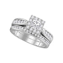 14kt White Gold Women's Princess Diamond Bridal Wedding Engagement Ring Band Set 1.00 Cttw - FREE Shipping (US/CAN)-Wedding Jewelry-5.5-JadeMoghul Inc.