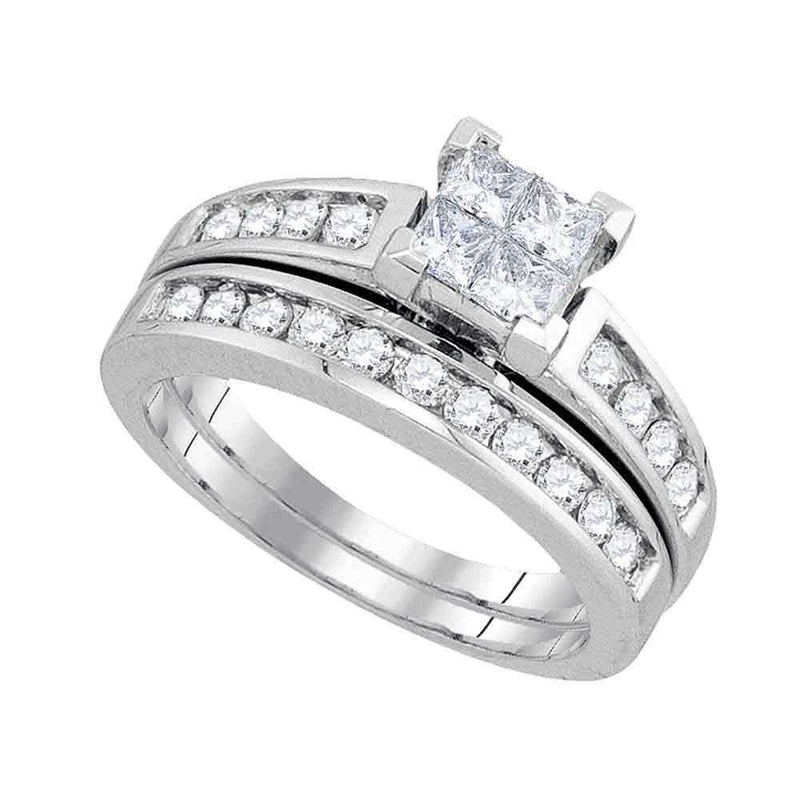 14kt White Gold Women's Princess Diamond Bridal Wedding Engagement Ring Band Set 1.00 Cttw - FREE Shipping (US/CAN)-Wedding Jewelry-5-JadeMoghul Inc.