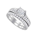 14kt White Gold Women's Princess Diamond Bridal Wedding Engagement Ring Band Set 1.00 Cttw - FREE Shipping (US/CAN)-Wedding Jewelry-6-JadeMoghul Inc.