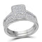 14kt White Gold Womens Princess Diamond Bridal Wedding Engagement Ring Band Set 1.00 Cttw-Gold & Diamond Wedding Ring Sets-7.5-JadeMoghul Inc.