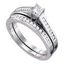 14kt White Gold Women's Princess Diamond Bridal Wedding Engagement Ring Band Set 1/2 Cttw - FREE Shipping (US/CAN)-Wedding Jewelry-4-JadeMoghul Inc.