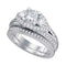 14kt White Gold Women's Princess Diamond Bridal Wedding Engagement Ring Band Set 2-3-4 Cttw - FREE Shipping (US/CAN)-Gold & Diamond Wedding Ring Sets-JadeMoghul Inc.