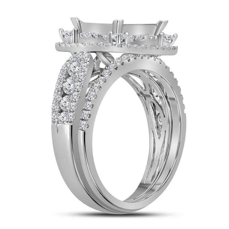 14kt White Gold Women's Princess Diamond Bridal Wedding Engagement Ring Band Set 2.00 Cttw - FREE Shipping (US/CAN)-Gold & Diamond Wedding Ring Sets-JadeMoghul Inc.