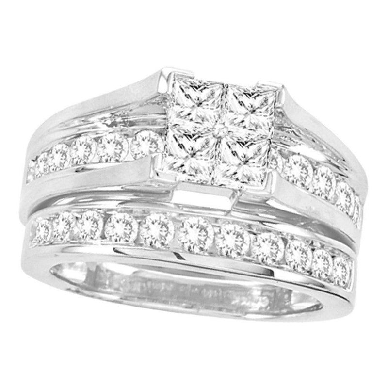 14kt White Gold Women's Princess Diamond Bridal Wedding Engagement Ring Band Set 2.00 Cttw - FREE Shipping (US/CAN)-Gold & Diamond Wedding Ring Sets-5-JadeMoghul Inc.